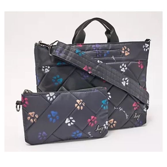 lug Handbags - Lug Tenor 2 piece Crossbody Set in Paws Black NWT
